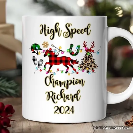 Horse Buffalo Plaid Christmas Mug, Equestrian Gift (Non-Custom Only)| OrnamentallyYou image {3}