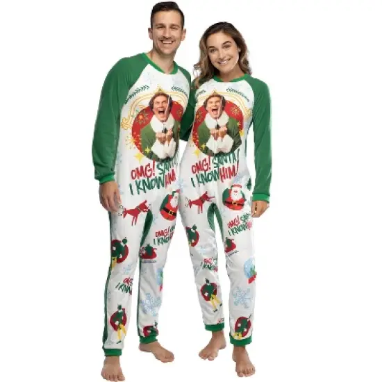 Elf The Movie Men's OMG Santa! I Know Him! One Piece Sleeper Pajama image {2}