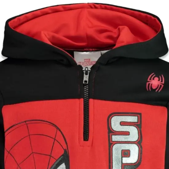 Marvel Spider-Man Captain America Hulk Black Panther Miles Morales Venom Iron Man Half Zip Hoodie Toddler to Little Kid image {2}
