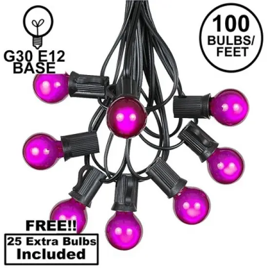 Novelty Lights 100 Feet G30 Globe Outdoor Patio String Lights, Black Wire image {9}
