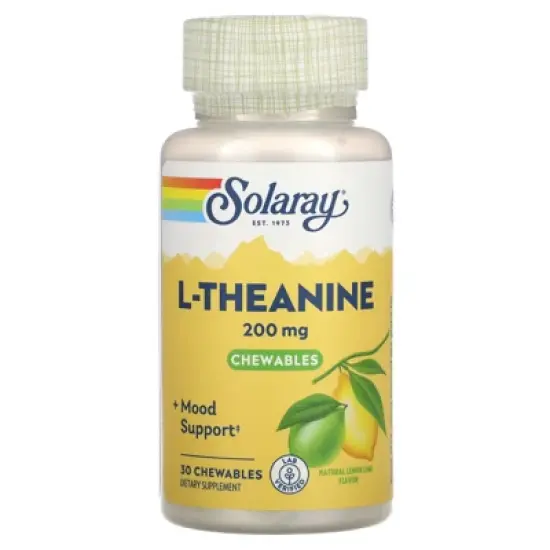 Solaray L-Theanine, Natural Lemon-Lime, 200 mg, 30 Chewables image {4}