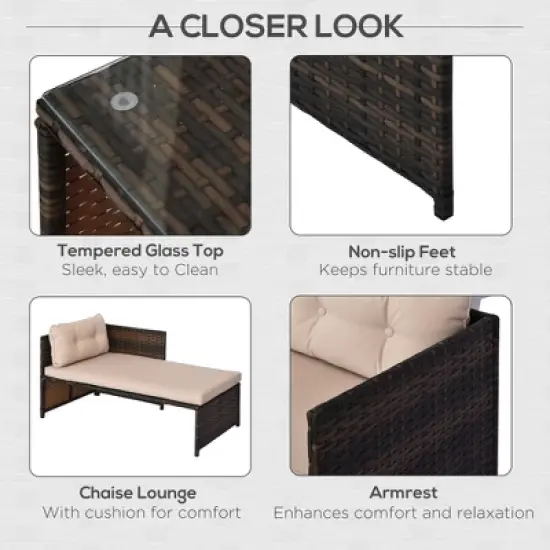 Sapphtopaz Patio Furniture Set Wicker Woven Sectional Outdoor Chairs with Cushion and Coffee Table Sofa Set for Outdoor, Terrace image {2}