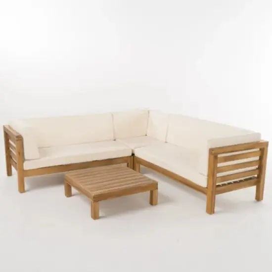 INFURNIC Patio Seating Sets Modern Outdoor Furniture Set Featuring Unique Design,Perfect for Gardens, Living Spaces, Beige, 88.5"*30.25"*26.5" image {2}