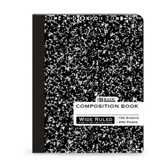 BAZIC Products&reg; Composition Book, Wide Ruled, Black Marble, 100 Sheets, Pack of 6 image {1}
