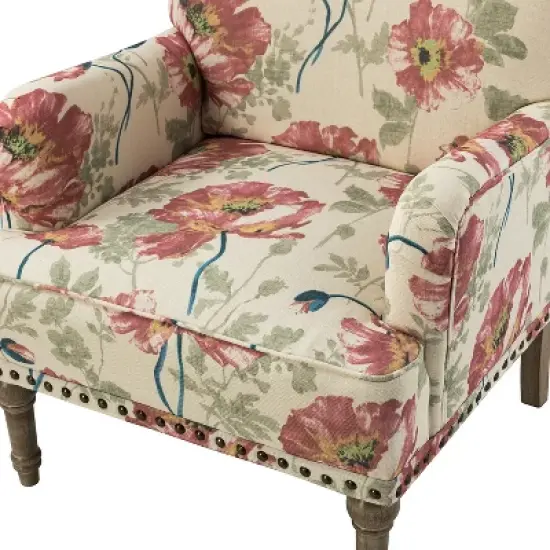Set of 2 Reggio  Traditional  Wooden Upholstered  Armchair with Floral Patterns and  Nailhead Trim | ARTFUL LIVING DESIGN image {5}