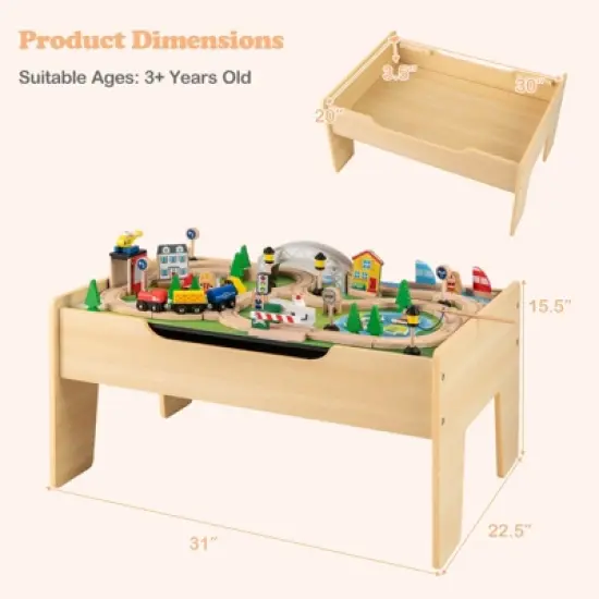 Costway All-in-One Kids Activity Table with Reversible Blackboard & Map Tabletop image {2}