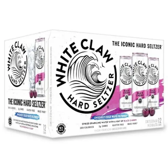 White Claw Black Cherry Hard Seltzer - 12pk/12 fl oz Slim Cans image {8}