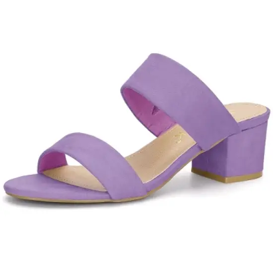 Allegra K Women's Block Heel Dual Straps Slide Sandals image {10}