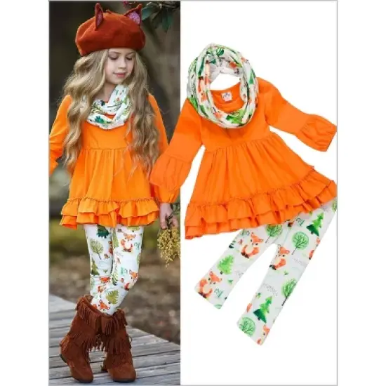 Girls Fall Frolic Tunic, Legging & Scarf Set - Mia Belle Girls image {1}