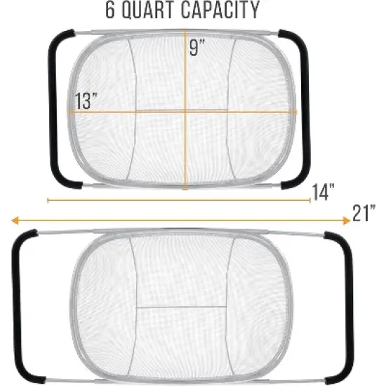 Colander with Expandable Rubber Handles - Rectangular Sieve, Fine Mesh Stainless Steel Strainers and Colanders for Kitchen image {1}