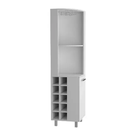 Gulches 10 Bottle Corner Wine Cabinet with Single Door Storage, 2 Superior Shelves Natural Oak and Black Finish Ready to Assemble, Eco Friendly image {4}