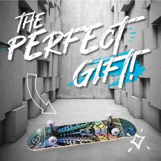 31" Skateboard for Beginner to Intermediate Skaters &ndash; Popsicle Deck, PU Wheels, ABEC-11 Bearings &ndash; Madd Gear - Holographic Viper image {9}