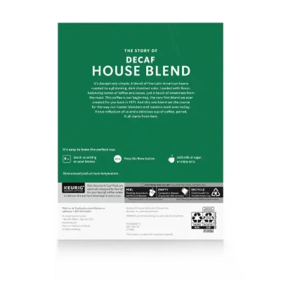 Starbucks Decaf K-Cup Coffee Pods &mdash; House Blend Medium Roast for Keurig Brewers &mdash; 1 box (22 pods) image {4}