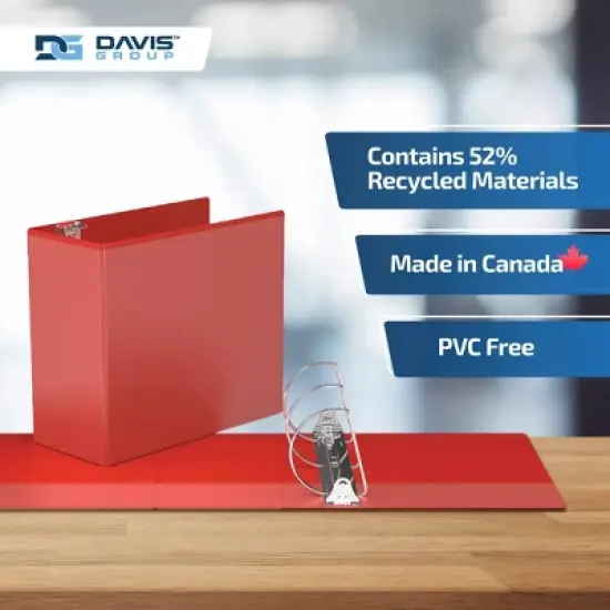Davis Group 4pk 5" Premium Economy Angled D-Ring Binder Red: Easyview, Polypropylene, 700 Sheet Capacity, Hard Cover image {6}