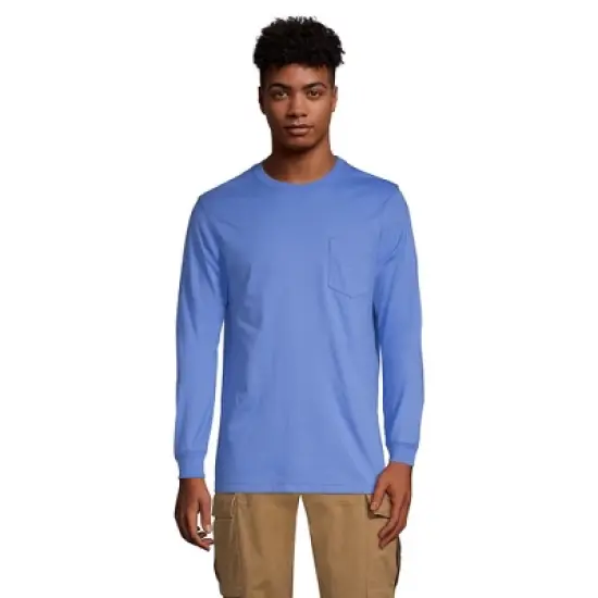 Lands' End Men's Super-T Long Sleeve T-Shirt with Pocket image {2}