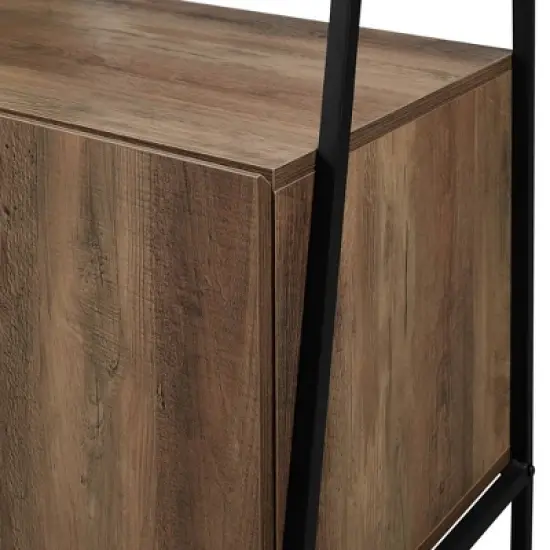 72" Open Shelf and Closed Storage Cabinet Ladder Bookcase - Saracina Home image {4}