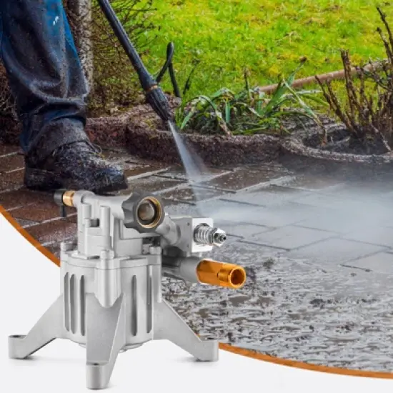 VEVOR Pressure Washer Pump, 7/8" Shaft Vertical, 3300 PSI, 3.0GPM, Replacement Power Washer Pumps Kit with 5 Nozzles,Hardware and Siphon Tube,Silver image {1}