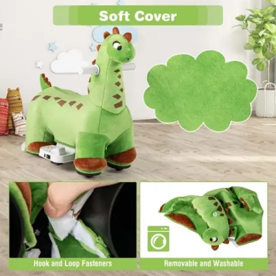 Costway 6V Kids Ride on Dinosaur with Padded Sea Foot Pedal Music Forward & Wheels image {5}