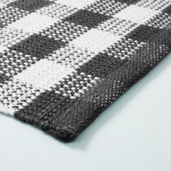 Textured Gingham Indoor/Outdoor Woven Area Rug Dark Gray/Cream - Hearth & Hand&trade; with Magnolia image {2}