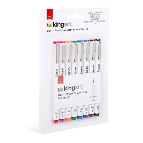 KINGART PRO Inkline Brush Tip Pens, 8 Colors image {6}