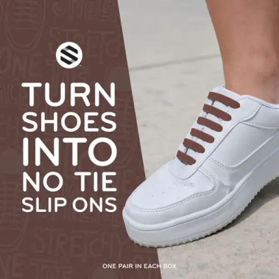 The Original Stretchlace No-Tie Silicone Elastic Shoelaces &ndash; Brown Tieless Shoe Laces (1 Set) image {3}
