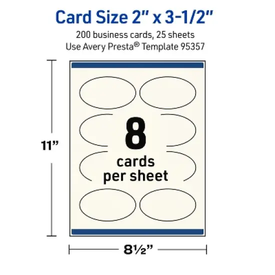 Avery Printable Oval Business Cards, Sure Feed Technology, 2" x 3-1/2", Matte Ivory Cardstock, Print-to-The-Edge, Laser/Inkjet Printable, 80 Total image {4}