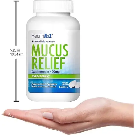 HealthA2Z &ndash; Guaifenesin 400 mg Mucus Relief Expectorant (Does not contain Benzene - 300 Tablets) image {5}