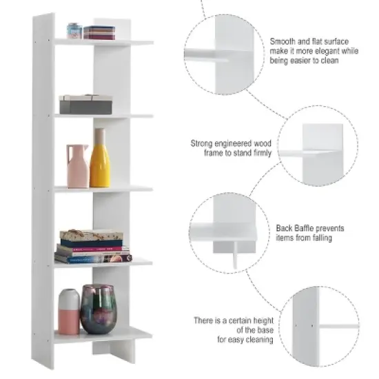 Costway 5-Tier Bookcase Storage Open Shelves Display Unit Room Divider image {5}