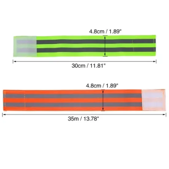 Unique Bargains Reflective Bands for Arm Ankle Reflective Armbands Slaps Night Riding Reflector Tape Straps Bracelet Orange Green 8 Pcs image {3}