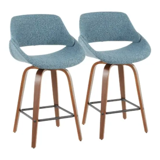 Set of 2 Fabrico Mid-Century Modern Counter Height Barstools - LumiSource image {10}