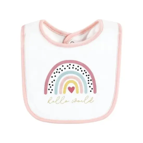 Hudson Baby Infant Girl Cotton Bibs, Modern Rainbow, One Size image {2}