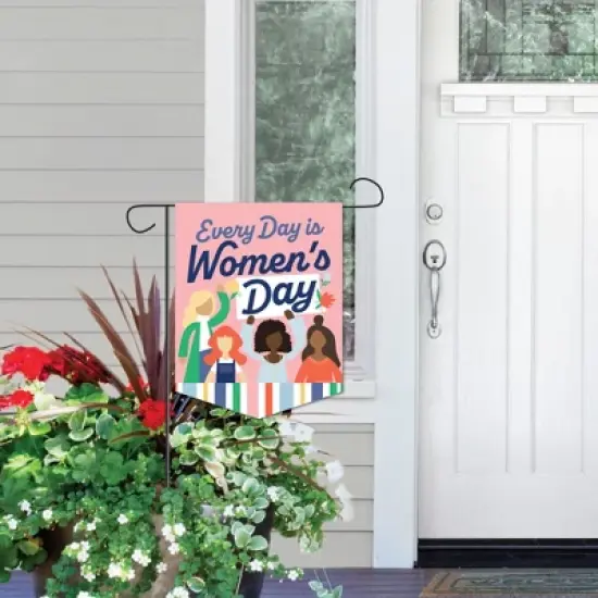 Big Dot of Happiness Women's Day - Outdoor Home Decorations - Double-Sided Feminist Party Garden Flag - 12 x 15.25 inches image {5}