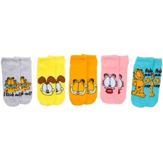Womens Garfield I Think Not No Show Socks 5-Pack image {4}