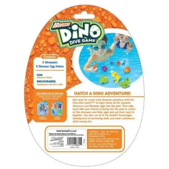 Banzai Dino Dive Game Kids Dinosaur Adventure Pool Summer Fun - 9 Piece image {1}