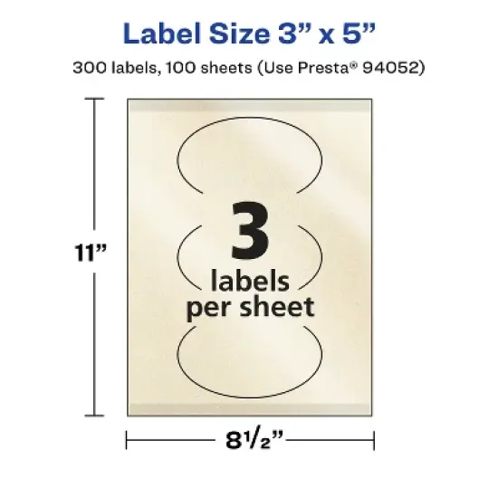 Avery Pearlized Ivory Oval Labels with Sure Feed Technology, Print-to-the-Edge, 3" x 5" image {4}