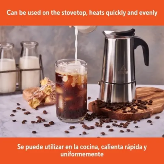 IMUSA 6 Cup Stainless Steel Stovetop Coffeemaker: Polished Silver Espresso Maker, Greca Coffee, Manual, Hand Wash image {5}