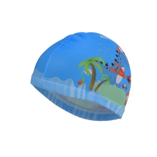 Unique Bargains Kid's Polyester Cartoon Dinosaur Swim Cap Blue Green 1 Pc image {5}