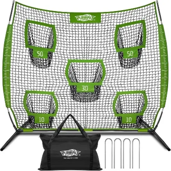 PLAYAPUT Dual-Surface Adjustable Soccer Rebounder, Black and Red image {4}