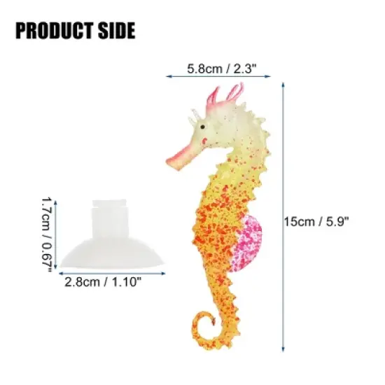 Unique Bargains Aquarium Artificial Seahorse Ornament with Suction Cup Yellow 1 Pc image {3}