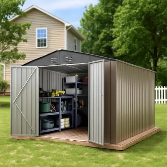 8 x12Ft Outdoor Storage Shed,Metal Garden Shed,Large Metal Tool Sheds with Updated Frame Structure and Lockable Doors,for Backyard Garden Patio Lawn image {8}