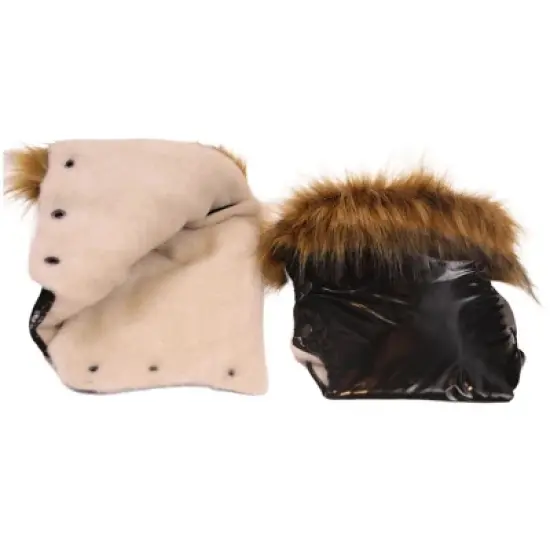 Cover Baby Adult Premium Handmuff Gloves With Beige Wool in Black image {1}