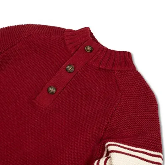 Hope & Henry Boys' Long Sleeve Mock Neck Raglan Sweater with Kanga Pocket, Infant image {1}
