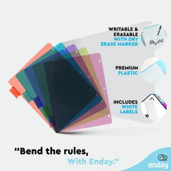 Enday Tab Binder Dividers, Insertable Color Tabs image {2}