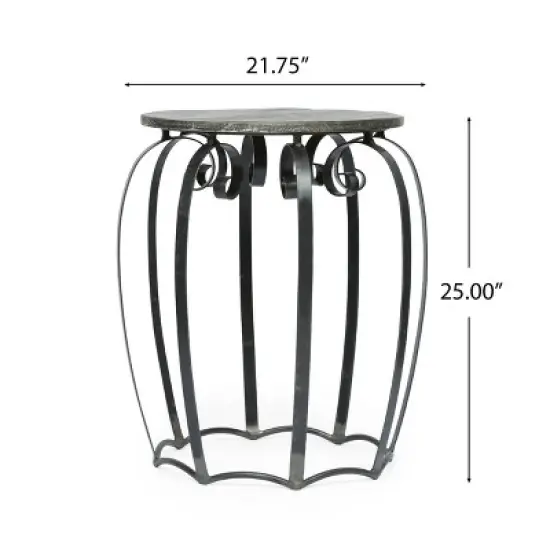 Wiers Modern Industrial Handcrafted Mango Wood Side Table Gray/Black - Christopher Knight Home image {7}
