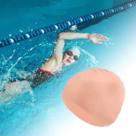 Unique Bargains Silicone Waterproof Solid Swim Cap 1 Pc image {1}
