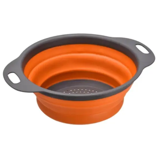 Unique Bargains Collapsible Colander Silicone Round Foldable Strainer with Handle image {7}