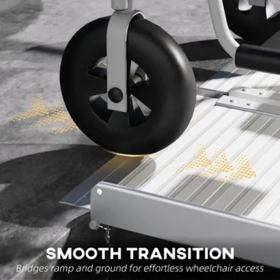 HOMCOM Textured Aluminum Portable Wheelchair Ramp for Home, Steps, Doorways, Foldable Handicap Ramp 2', Threshold Ramp with Strong Load-Bearing image {4}