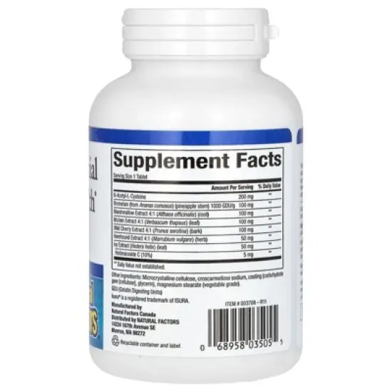 Natural Factors Lung, Bronchial & Sinus Health, 90 Tablets image {1}