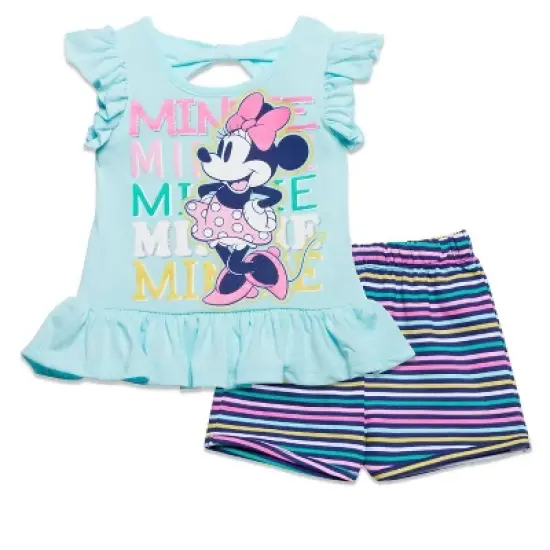 Disney Minnie Mouse Little Girls T-Shirt and French Terry Shorts Set Blue  image {4}