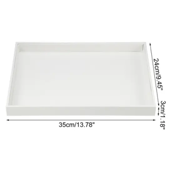 Unique Bargains PU Leather Stackable Jewelry Tray Jewelry Drawer Organizer Trays Showcase Jewelry Holder for Bracelets Earrings 1Pcs White image {3}